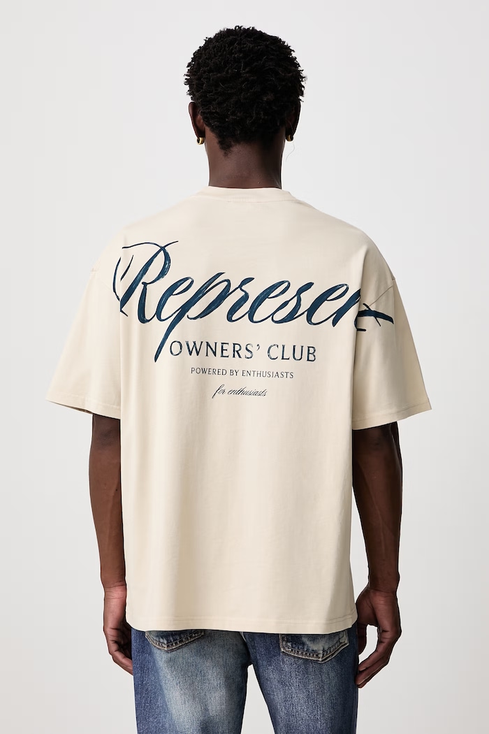 Represent T-shirt bawełniany męski beżowy OCM41201.W