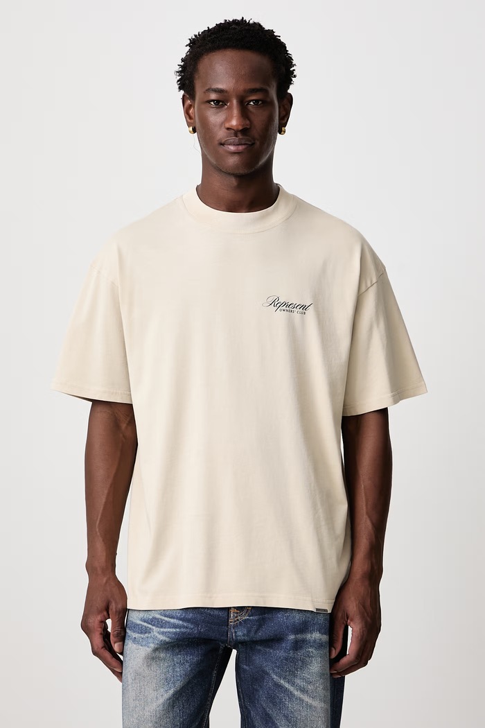 Odzież Represent T-shirt bawełniany męski OCM41201.W beżowy