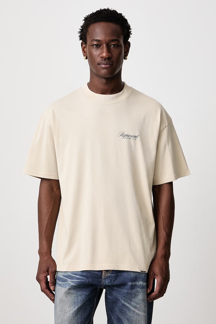 Odzież Represent T-shirt bawełniany męski OCM41201.W beżowy