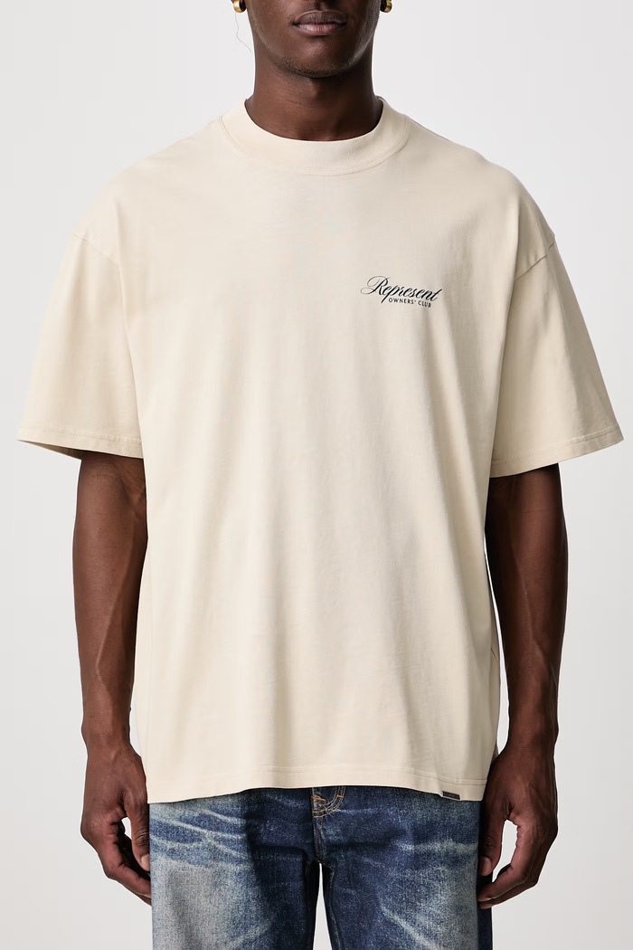 T-shirt bawełniany męski Represent beżowy OCM41201.W