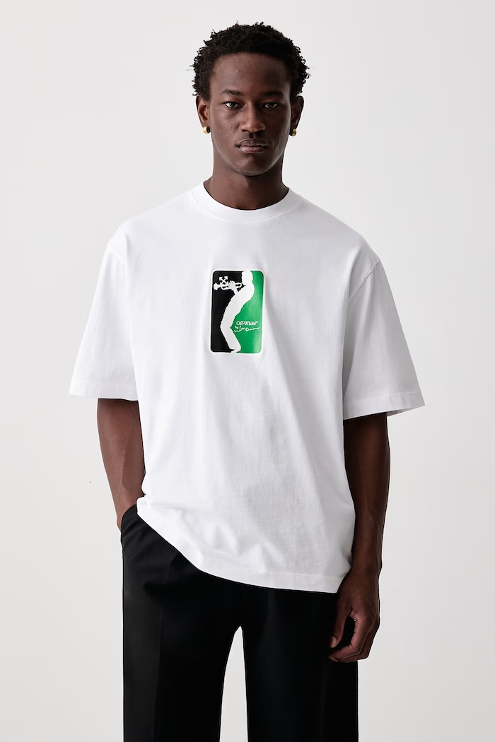 Одежда Off-White League Skate футболка оверсайз из хлопка для мужчин 44MAA120W26J004100 белый