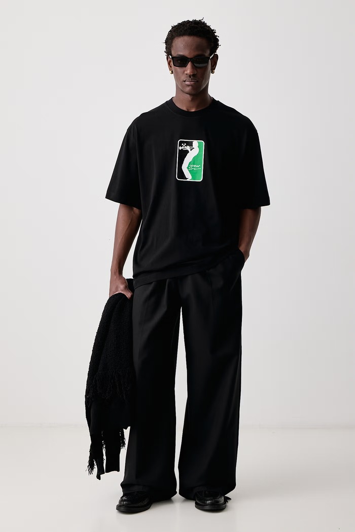 Off-White League Skate футболка из хлопка для мужчин 44MAA120W26J004001 чёрный AW26