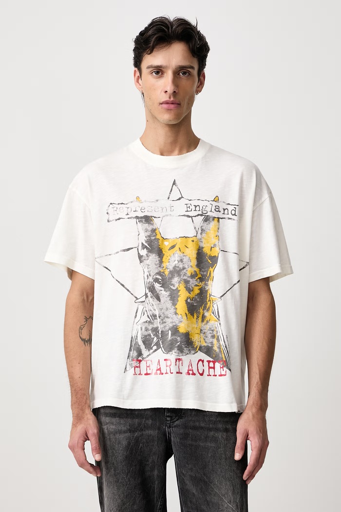 Represent T-shirt bawełniany męski biały MLM101202
