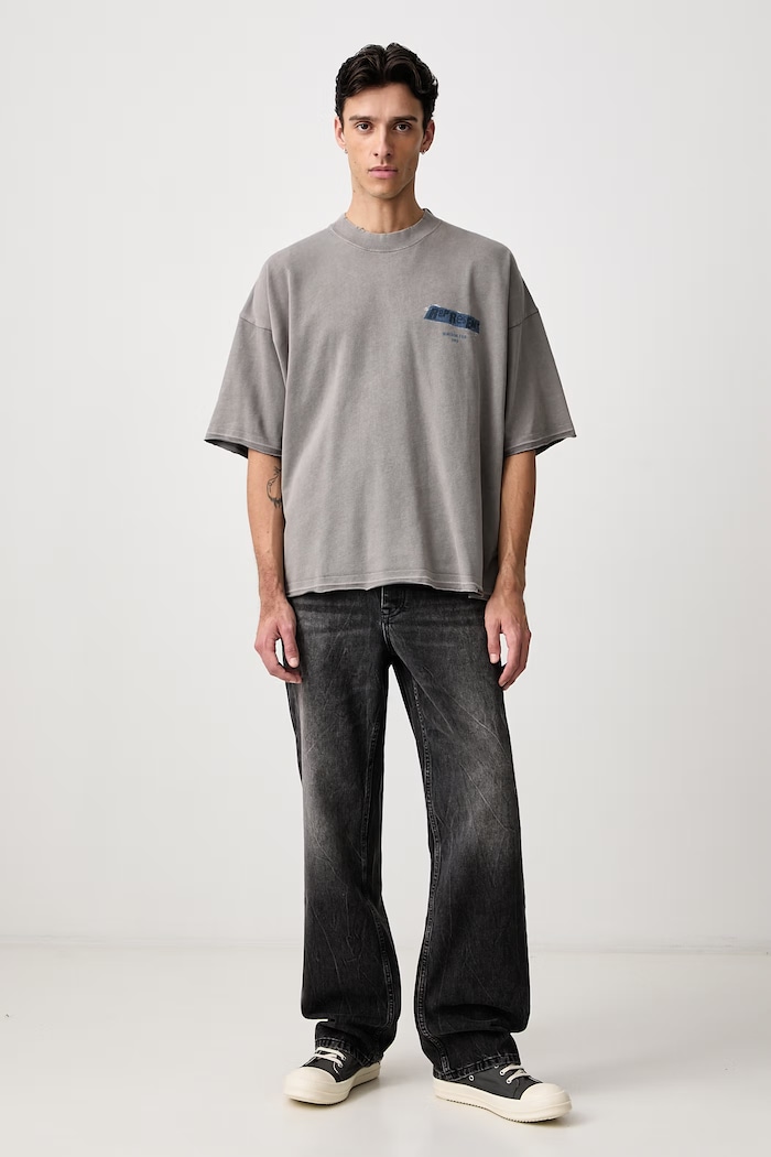 Represent T-shirt bawełniany męski MLM101074 szary AW26