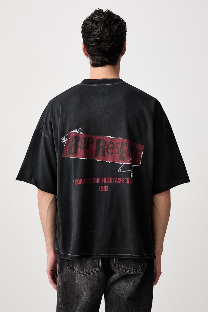 Represent T-shirt bawełniany męski czarny MLM101074