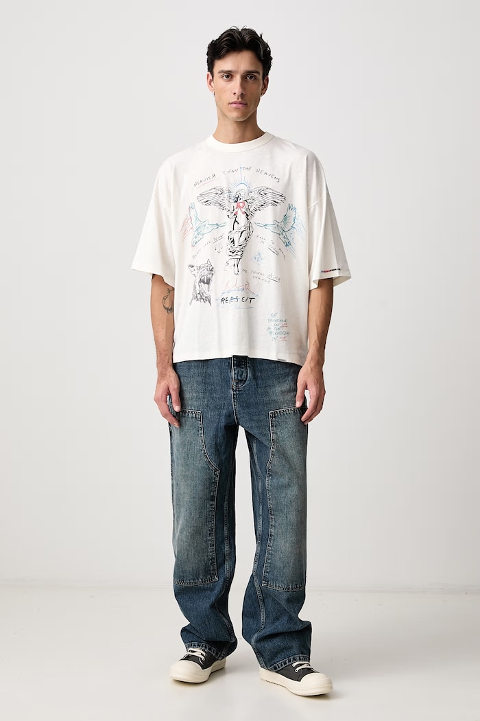 Represent T-shirt męski z bawełną MLM100999 beżowy AW26