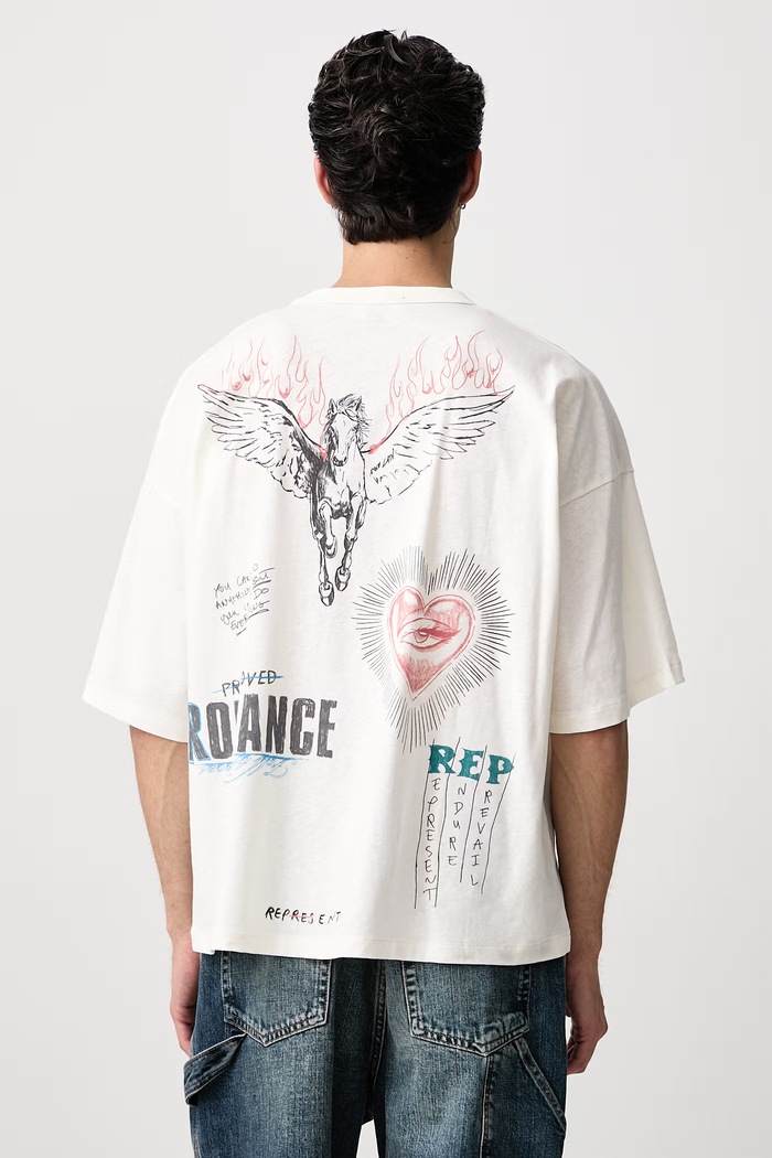 Odzież Represent T-shirt męski z bawełną MLM100999 beżowy