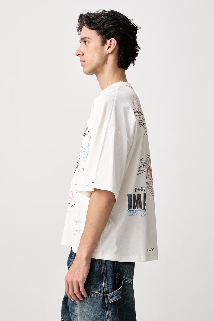 T-shirt męski z bawełną Represent MLM100999 beżowy