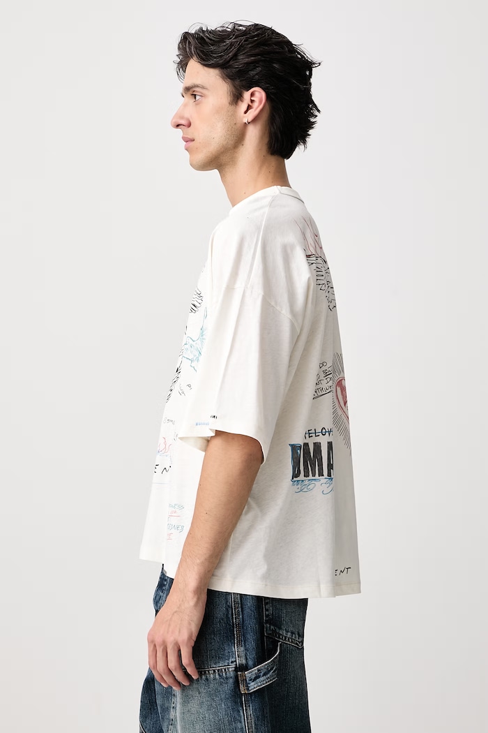 T-shirt męski z bawełną Represent MLM100999 beżowy