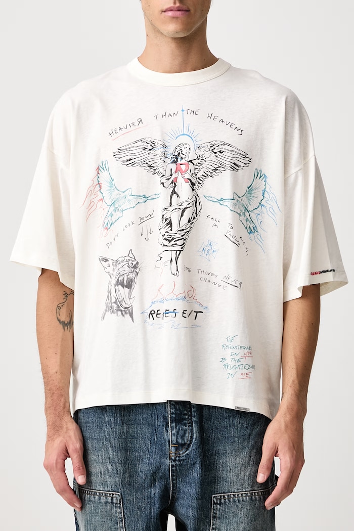 T-shirt męski z bawełną Represent beżowy MLM100999