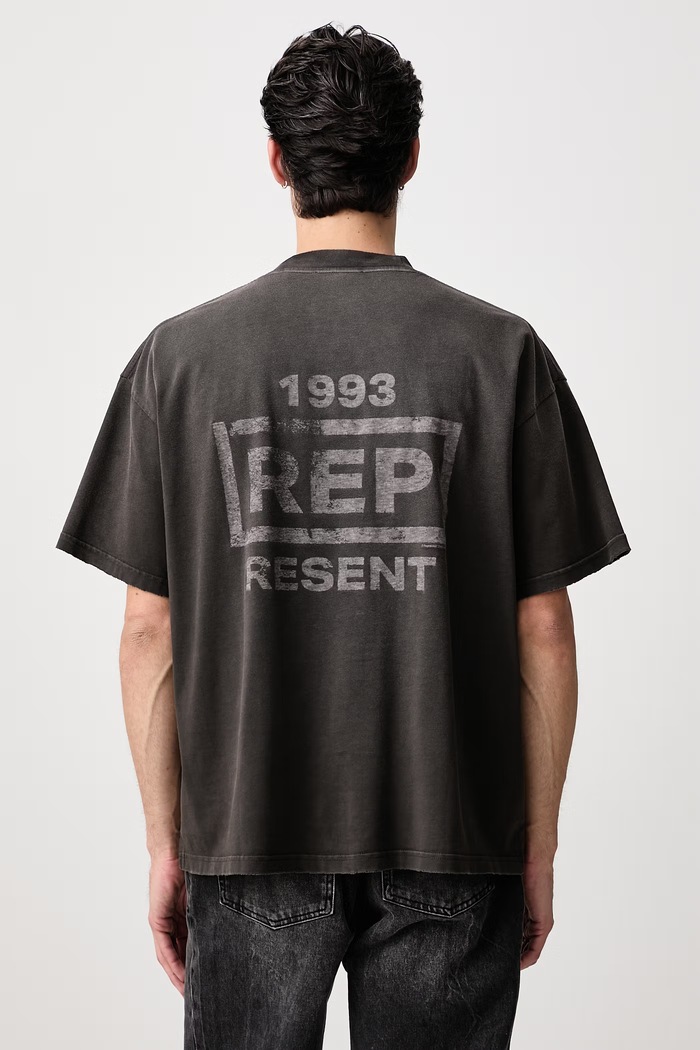 Represent T-shirt bawełniany męski szary MLM100899