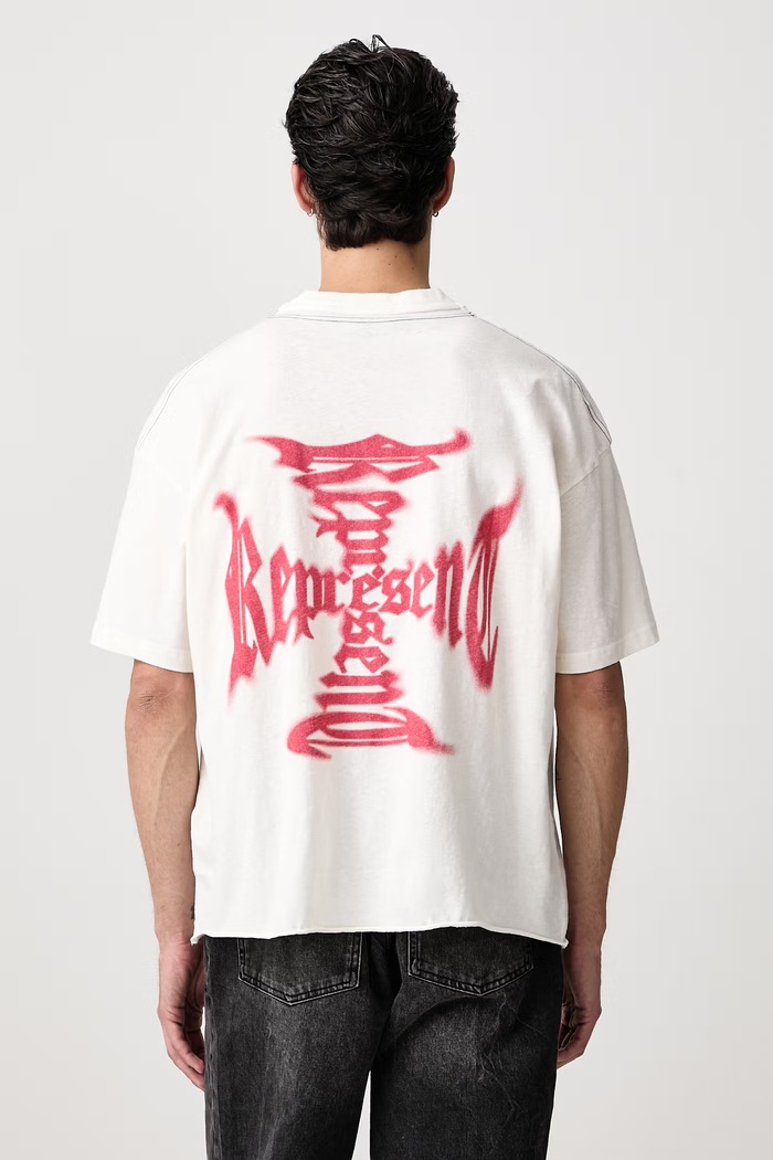 Odzież Represent T-shirt z bawełną męski MLM3585 biały