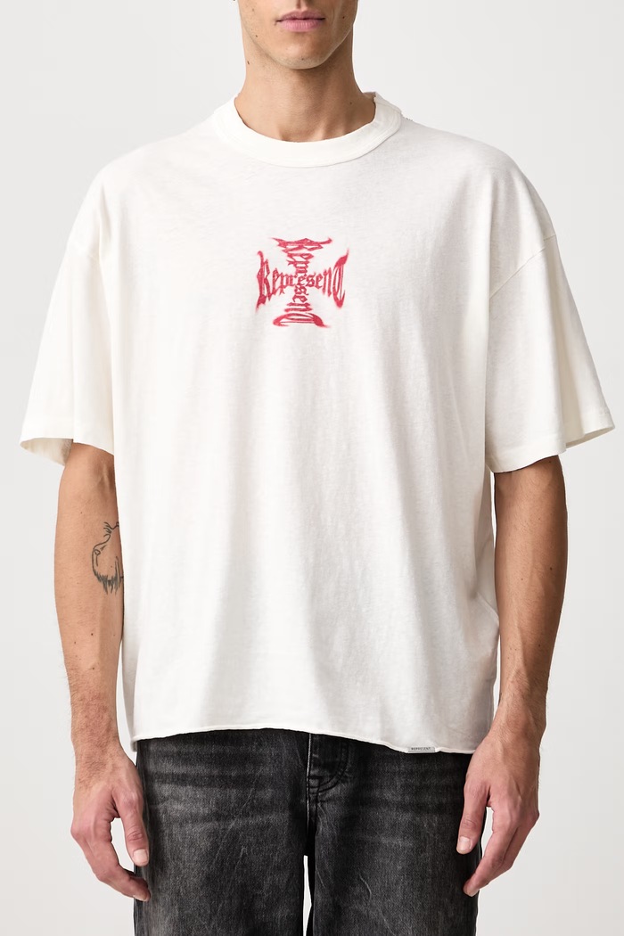 T-shirt z bawełną męski Represent biały MLM3585