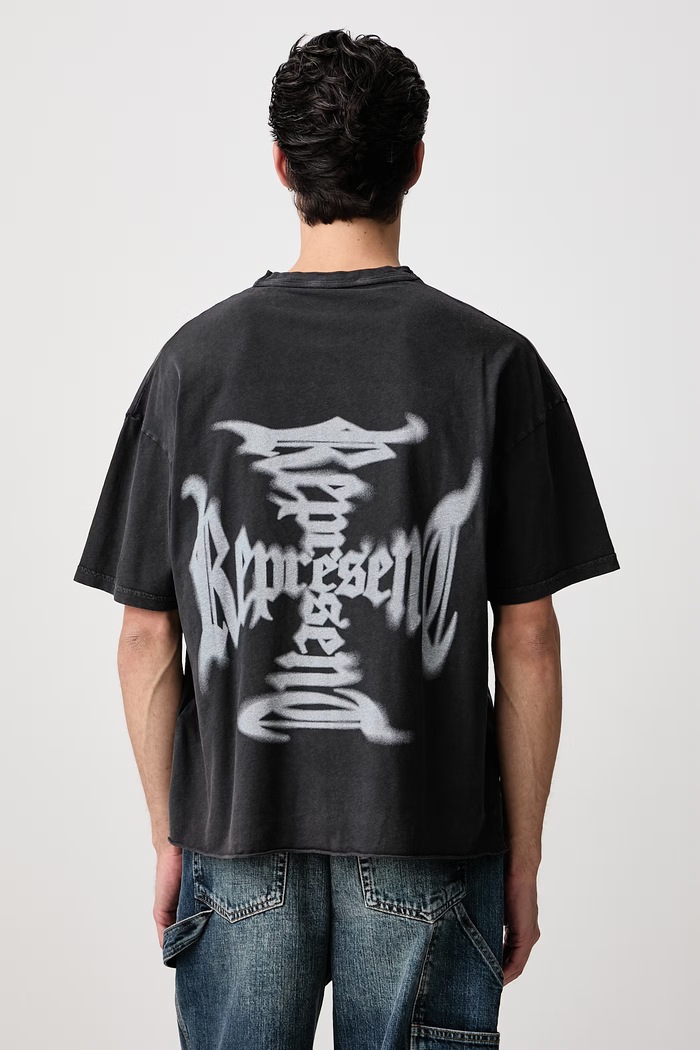 Odzież Represent T-shirt z bawełną męski MLM3585 czarny