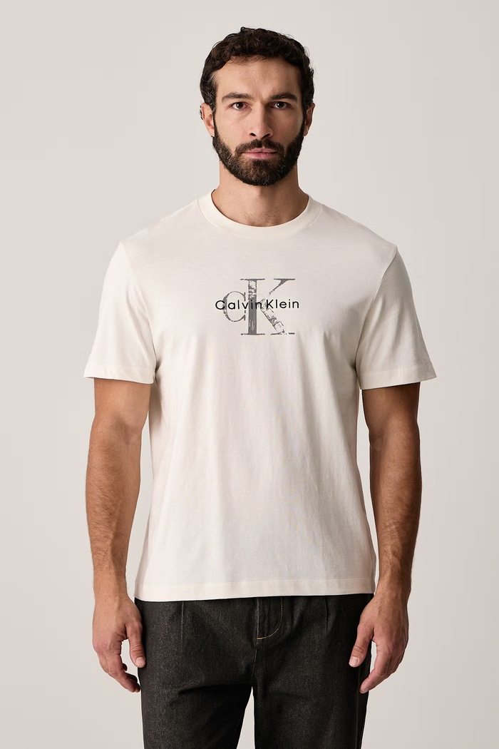 Calvin Klein Jeans T-shirt męski bawełniany beżowy LV04RH844G