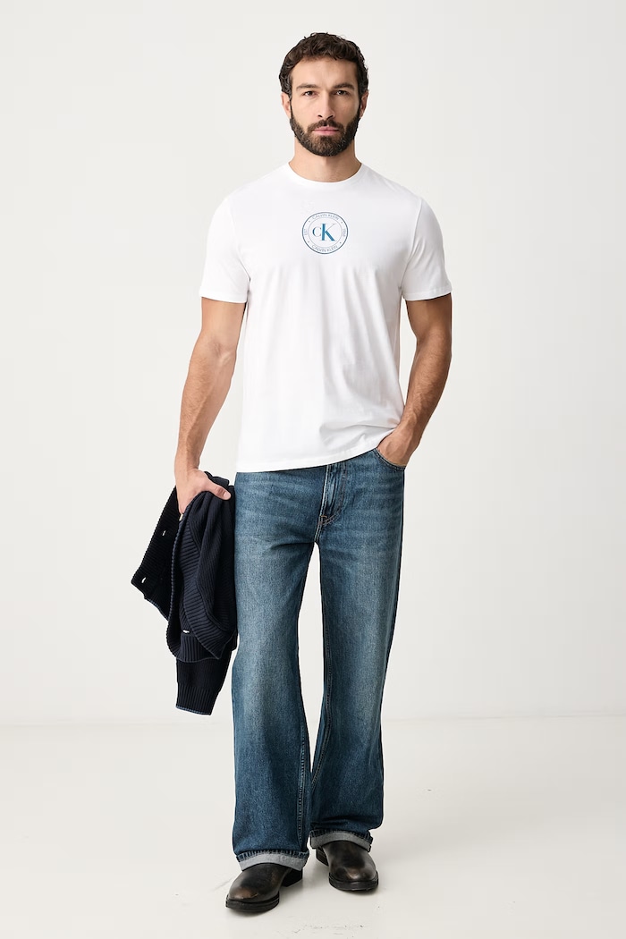 Calvin Klein Jeans T-shirt męski bawełniany LV04RH817G biały AW26