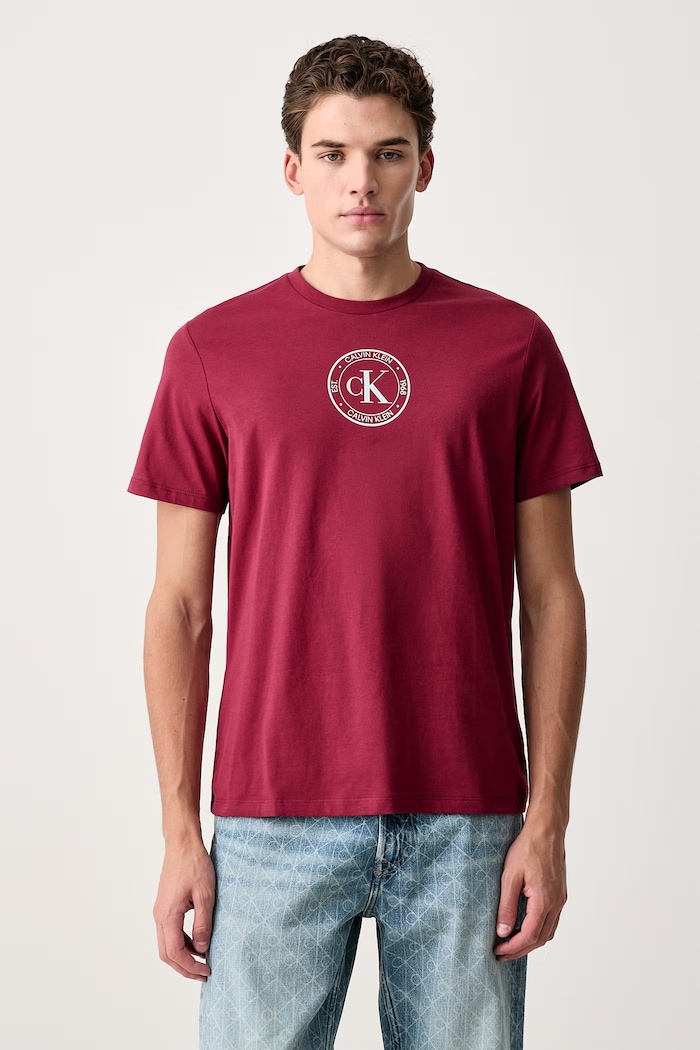 Calvin Klein Jeans T-shirt męski bawełniany bordowy LV04RH817G