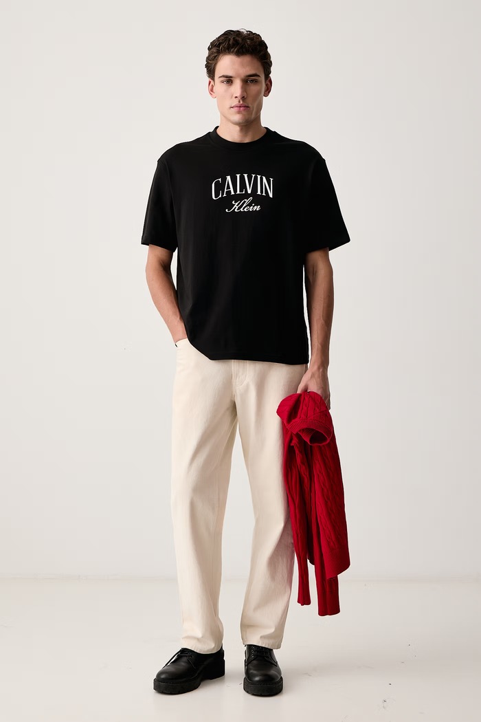 Calvin Klein Jeans T-shirt męski bawełniany LV04RH813G czarny AW26