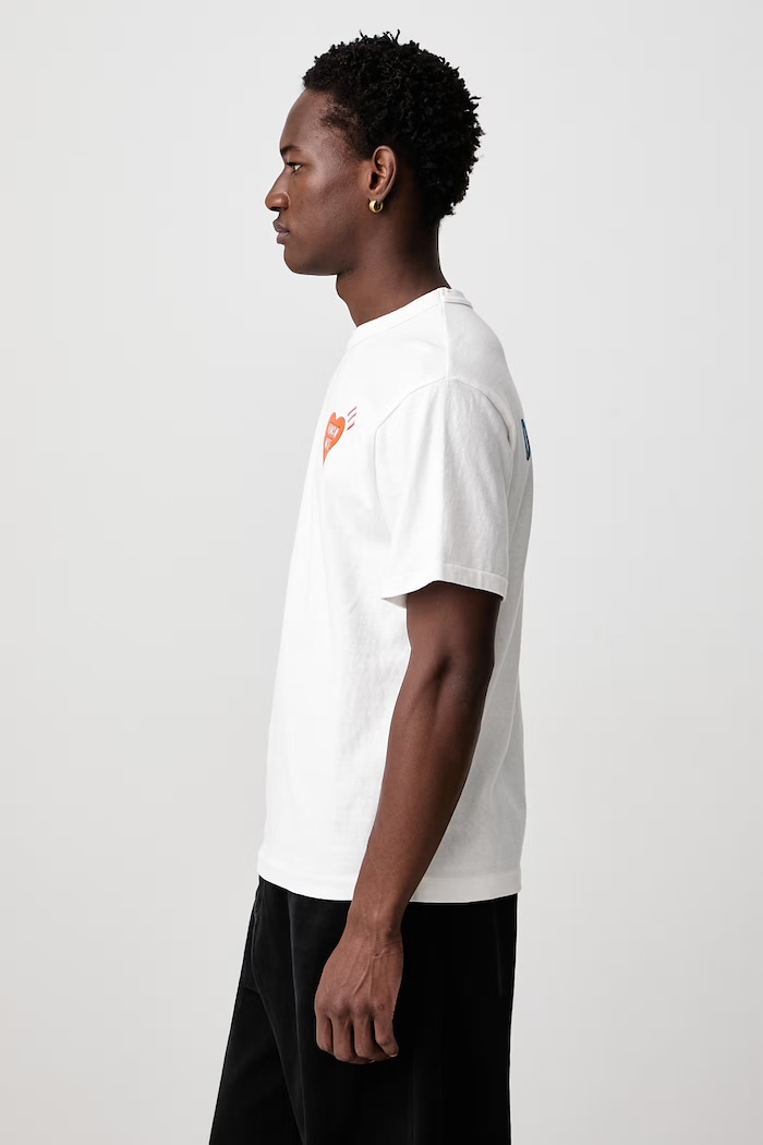 T-shirt bawełniany męski Human Made HM32TE023 biały