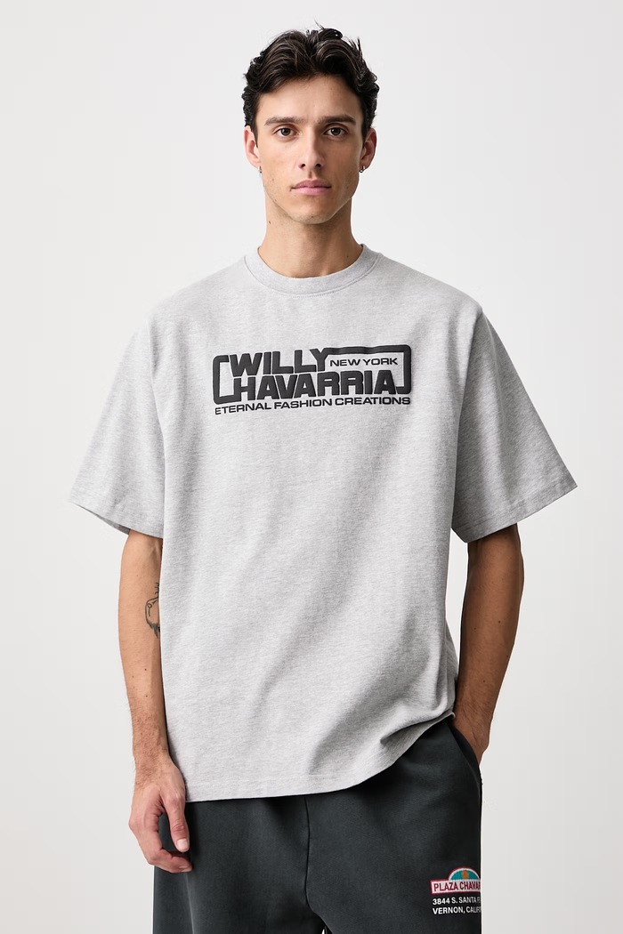 Willy Chavarria OS ETERNAL FASHION CREATIONS tricou din bumbac pentru bărbați gri MUJTE026.061N