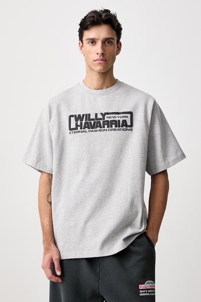 Willy Chavarria OS ETERNAL FASHION CREATIONS tricou din bumbac pentru bărbați gri MUJTE026.061N
