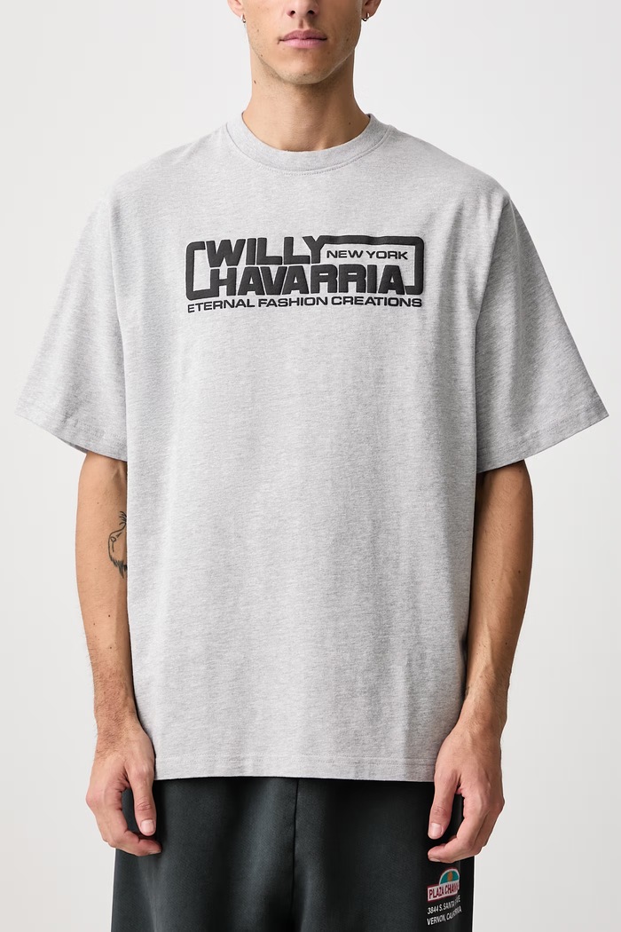 OS ETERNAL FASHION CREATIONS tricou din bumbac pentru bărbați Willy Chavarria gri MUJTE026.061N
