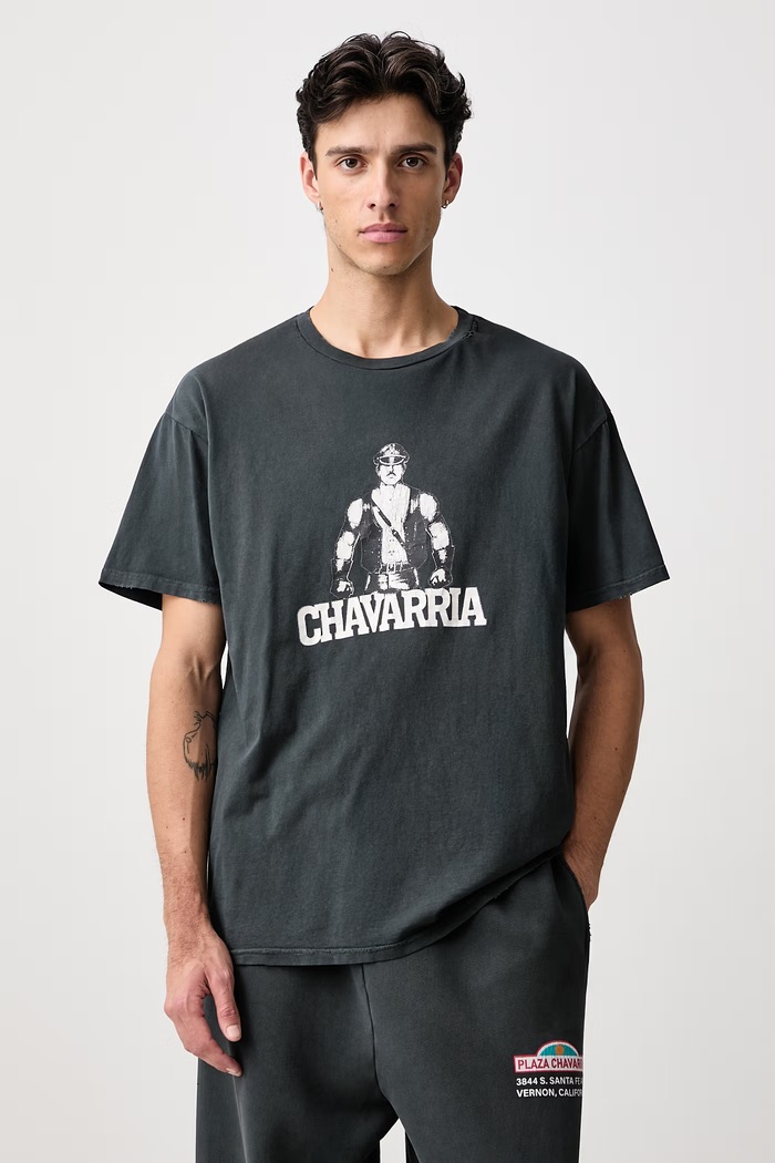 Willy Chavarria LEATHER DADDY EASY tricou oversized din bumbac pentru bărbați negru MUJTE019.062N