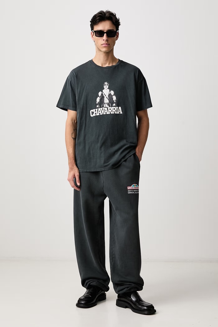 Willy Chavarria LEATHER DADDY EASY tricou oversized din bumbac pentru bărbați MUJTE019.062N negru AW26