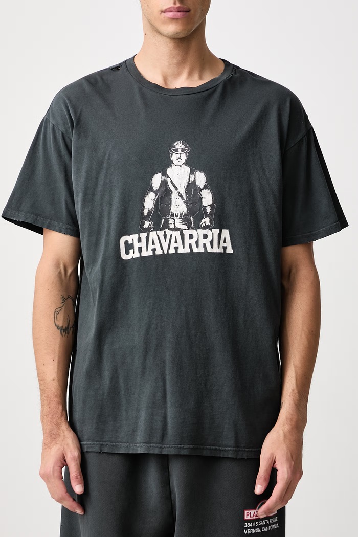 LEATHER DADDY EASY tricou oversized din bumbac pentru bărbați Willy Chavarria negru MUJTE019.062N