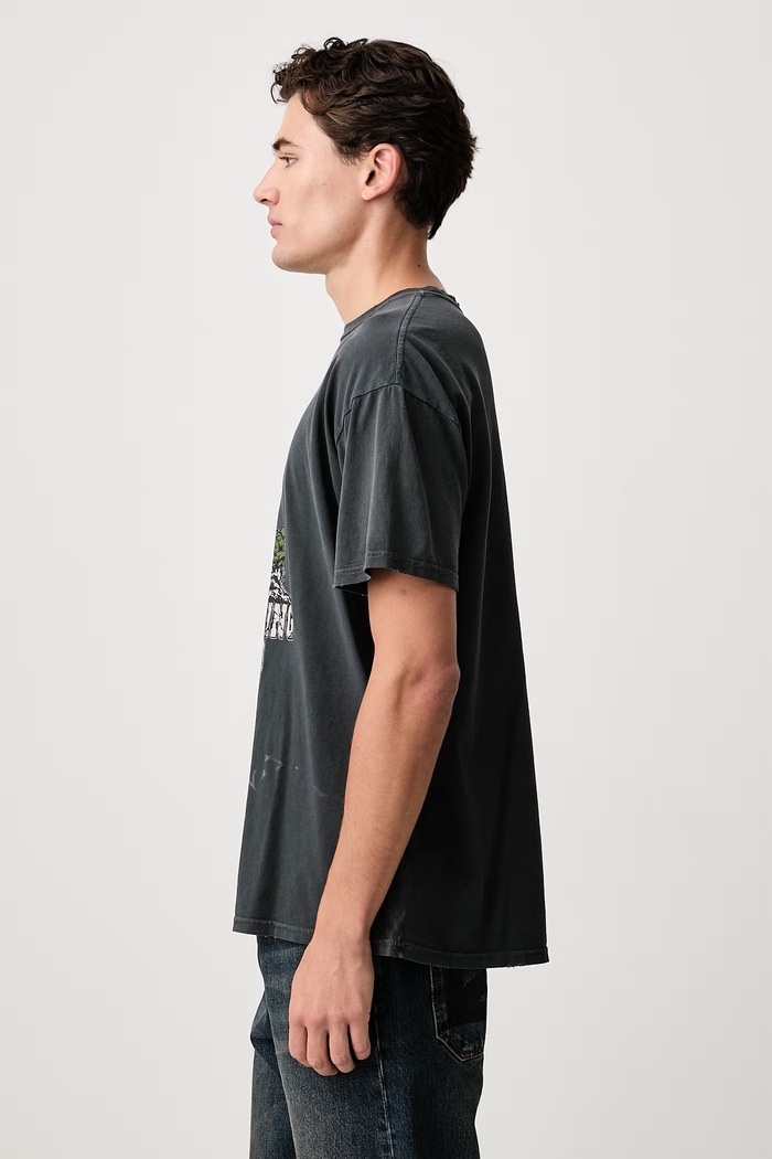 KEEP PRAYING BITCHES EASY tricou oversized din bumbac pentru bărbați Willy Chavarria MUJTE018.062N negru