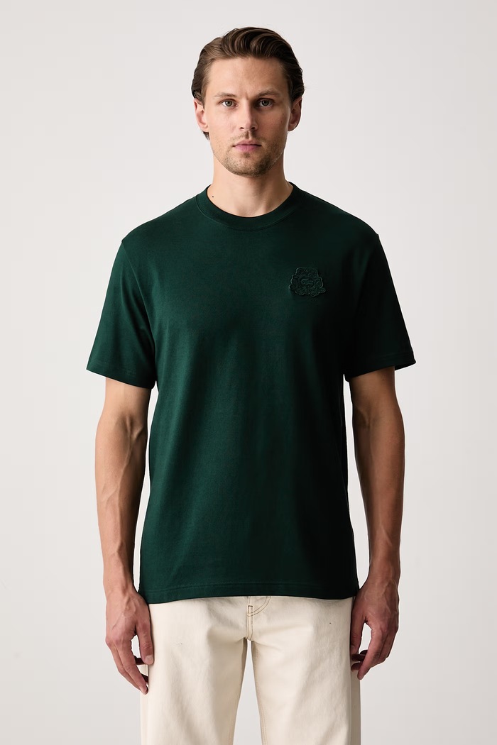 Lacoste T-shirt basic męski bawełniany zielony TH9761