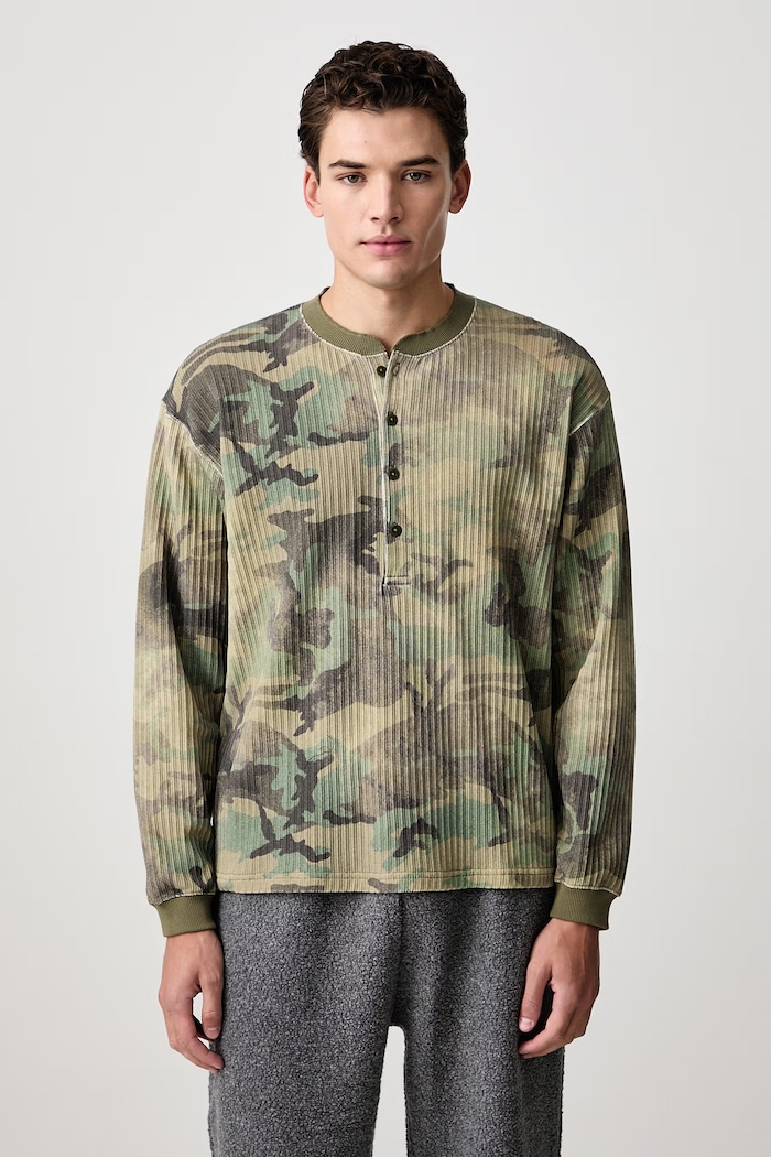 BEAMS Longsleeve męski z bawełną zielony 1114.1235.120