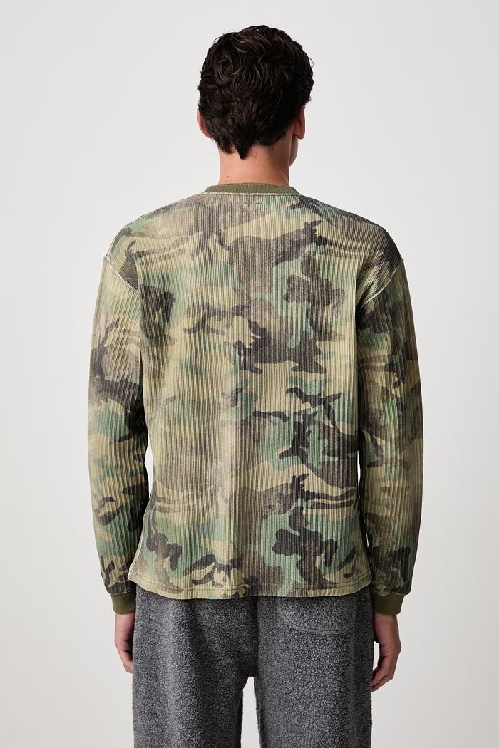 Odzież BEAMS Longsleeve męski z bawełną 1114.1235.120 zielony