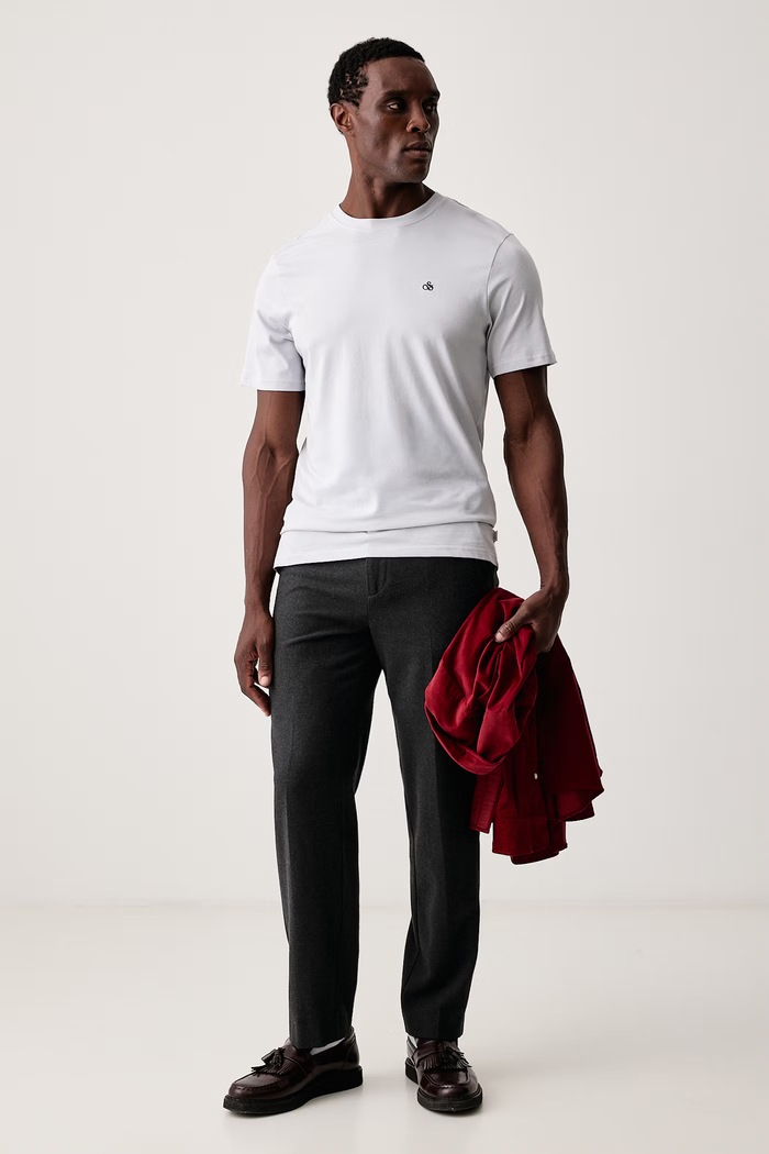 Scotch & Soda T-shirt męski bawełniany 184409 szary AW26