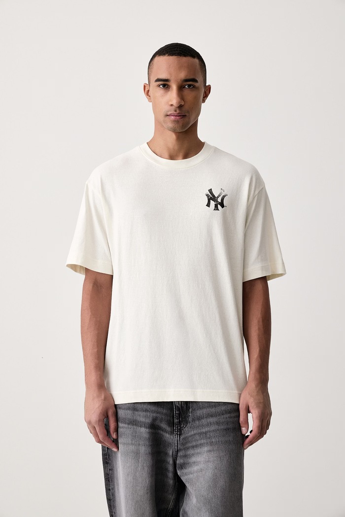 Odzież 47 brand T-shirt męski bawełniany MLB New York Yankees 15126243 beżowy