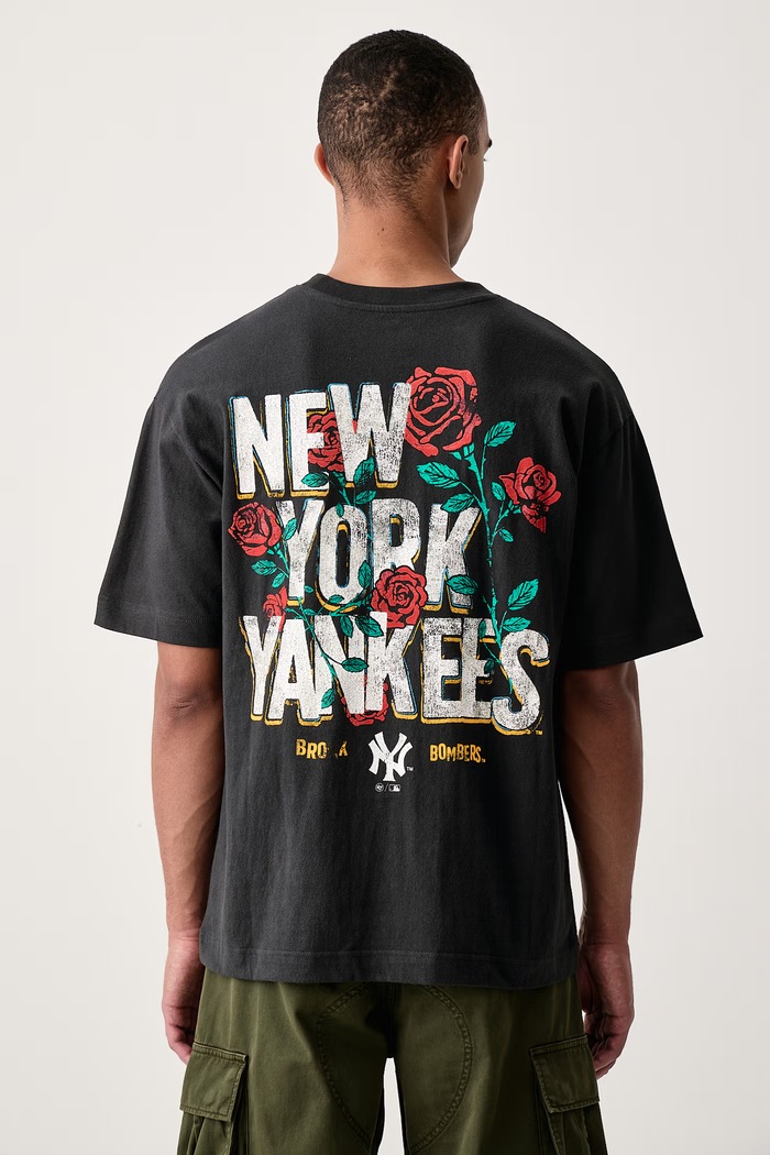 47 brand T-shirt męski bawełniany MLB New York Yankees czarny 15126244
