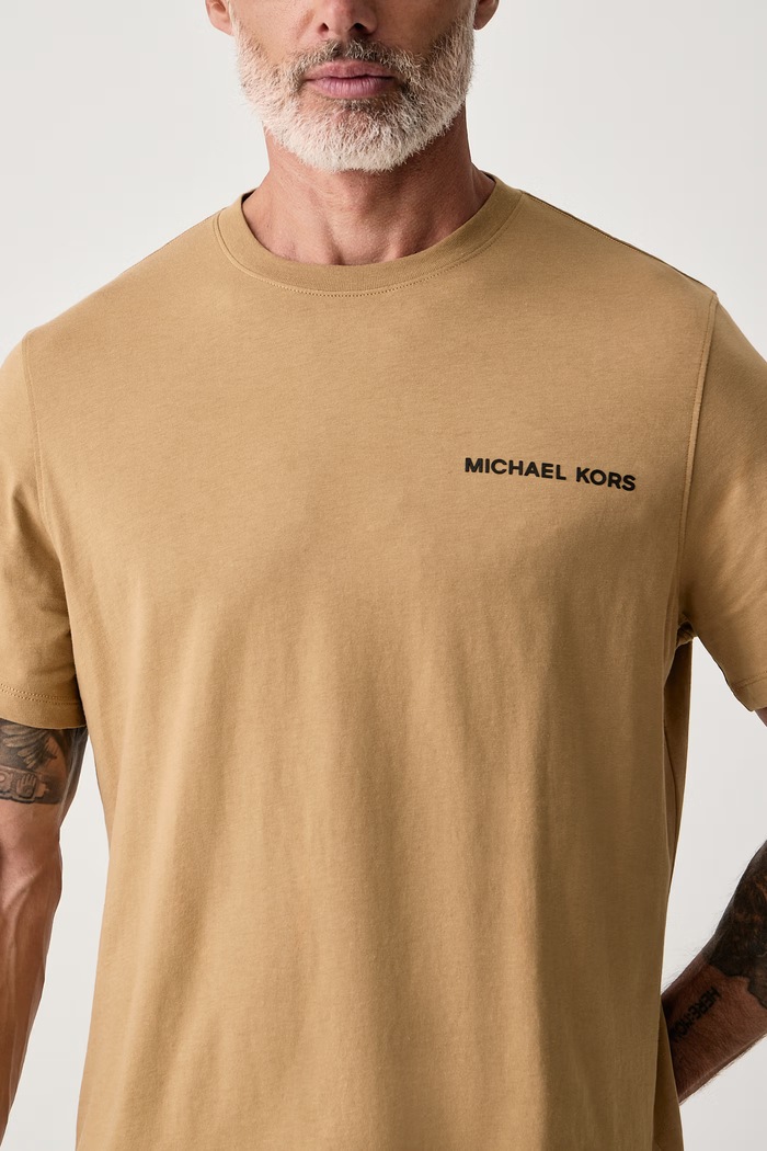T-shirt męski bawełniany Michael Kors CF6535RFV4 brązowy