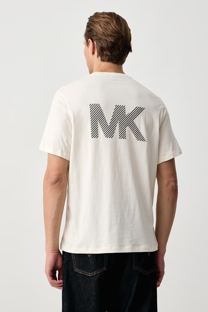 Odzież Michael Kors T-shirt męski bawełniany CF6535UFV4 beżowy