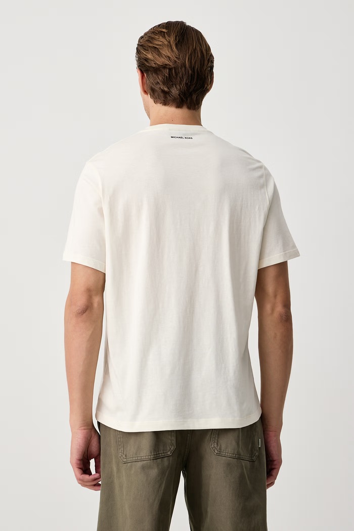 Odzież Michael Kors T-shirt męski bawełniany CF6535XFV4 beżowy