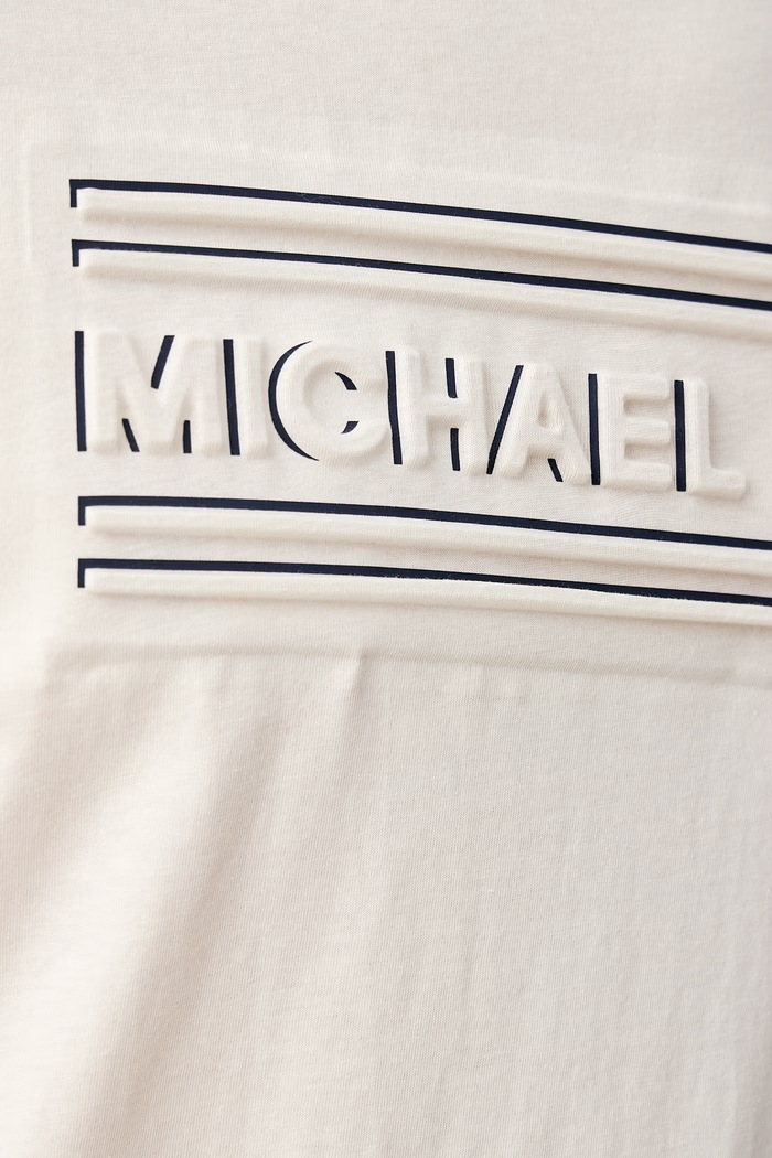 T-shirt męski bawełniany Michael Kors beżowy CF6535XFV4