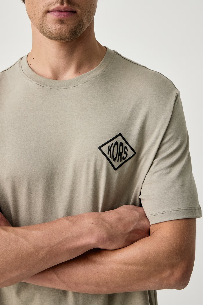 T-shirt męski bawełniany Michael Kors CF6535KFV4 zielony