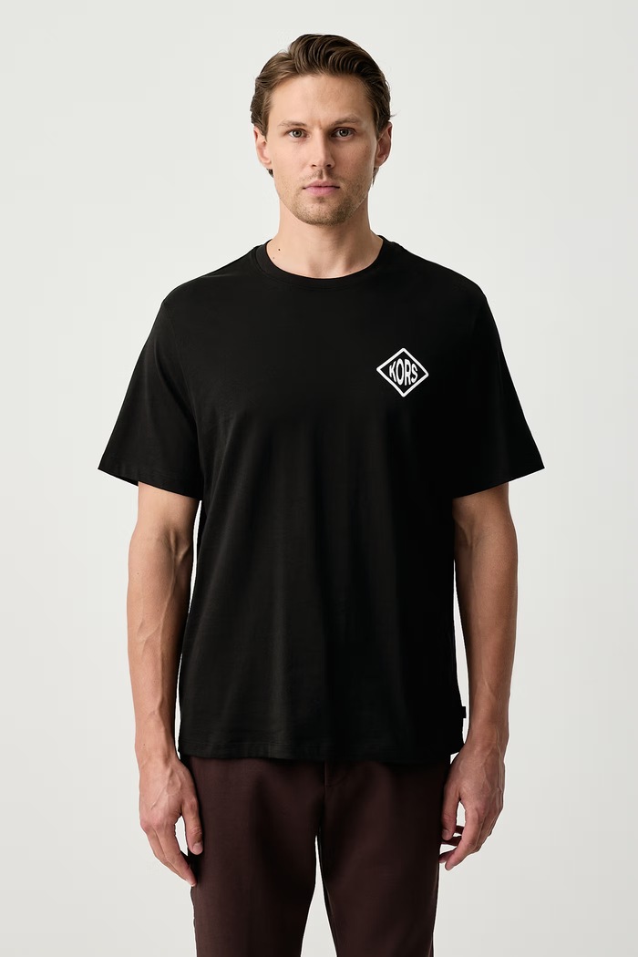 Odzież Michael Kors T-shirt męski bawełniany CF6535KFV4 czarny
