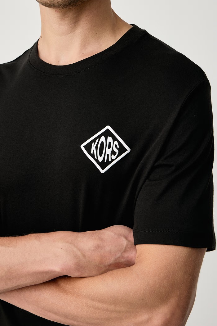 T-shirt męski bawełniany Michael Kors CF6535KFV4 czarny