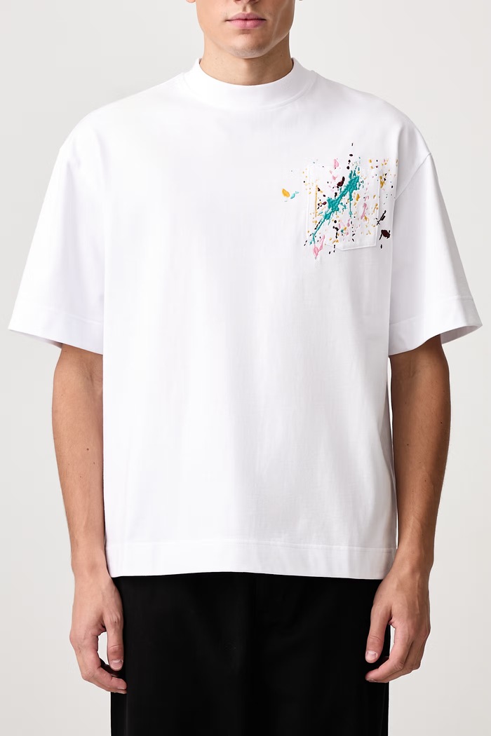 Embroidered Paint Splatter T-shirt bawełniany męski House of Errors biały HEFW26TT10012