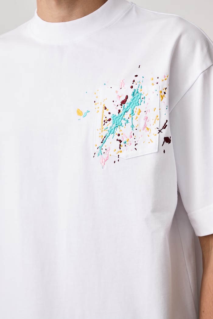 House of Errors Embroidered Paint Splatter T-shirt bawełniany męski HEFW26TT10012