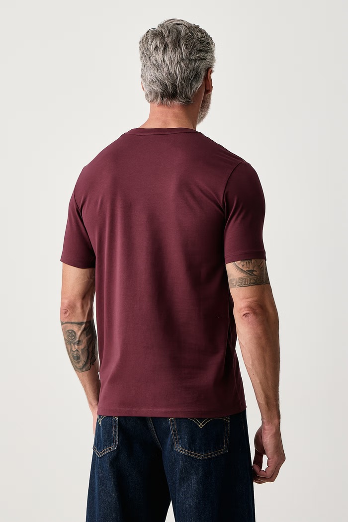 Odzież Lindbergh T-shirt męski z bawełną 30.48003E bordowy
