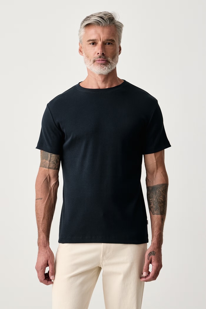 Lindbergh T-shirt basic męski bawełniany z elastanem granatowy 30.400142A