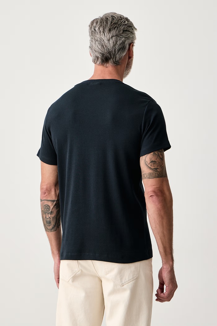 Odzież Lindbergh T-shirt basic męski bawełniany z elastanem 30.400142A granatowy