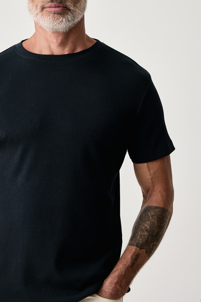 T-shirt basic męski bawełniany z elastanem Lindbergh 30.400142A granatowy