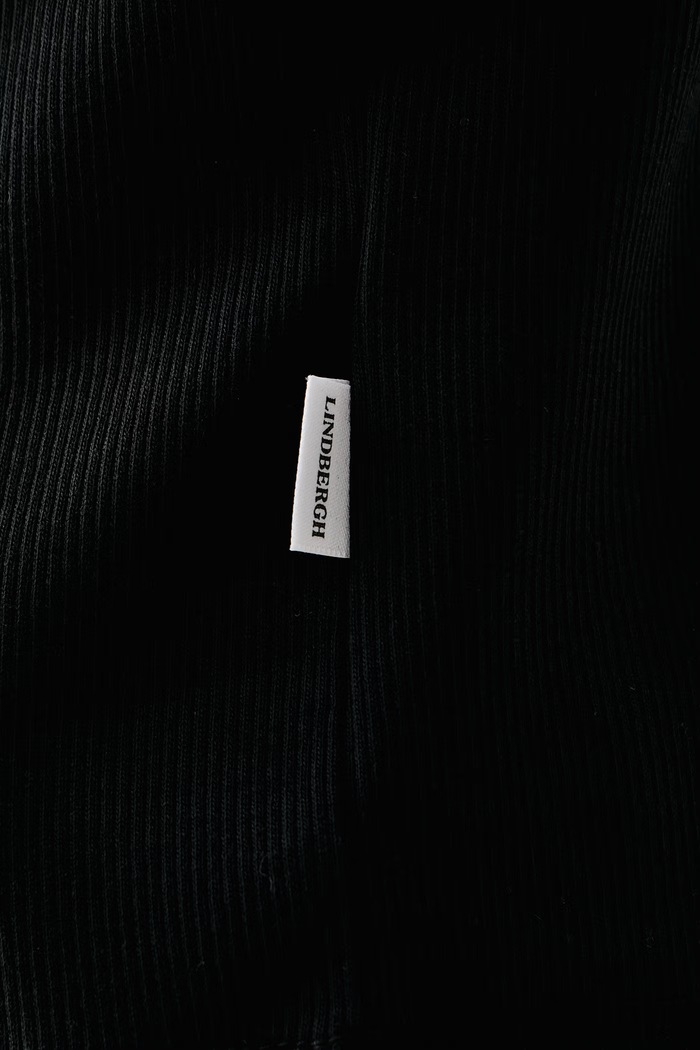 T-shirt basic męski bawełniany z elastanem Lindbergh czarny 30.400142A